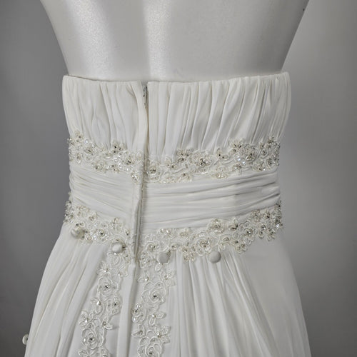 David's Bridal Empire Waist Beaded Wedding Gown — Ivory, Size 16