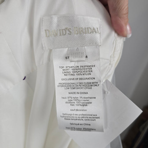 David's Bridal Girls Ivory Lace Tulle Flower Girl Dress - Size 4
