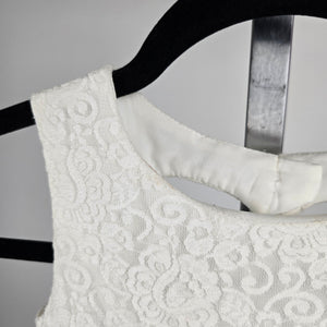 David's Bridal Girls Ivory Lace Tulle Flower Girl Dress - Size 4