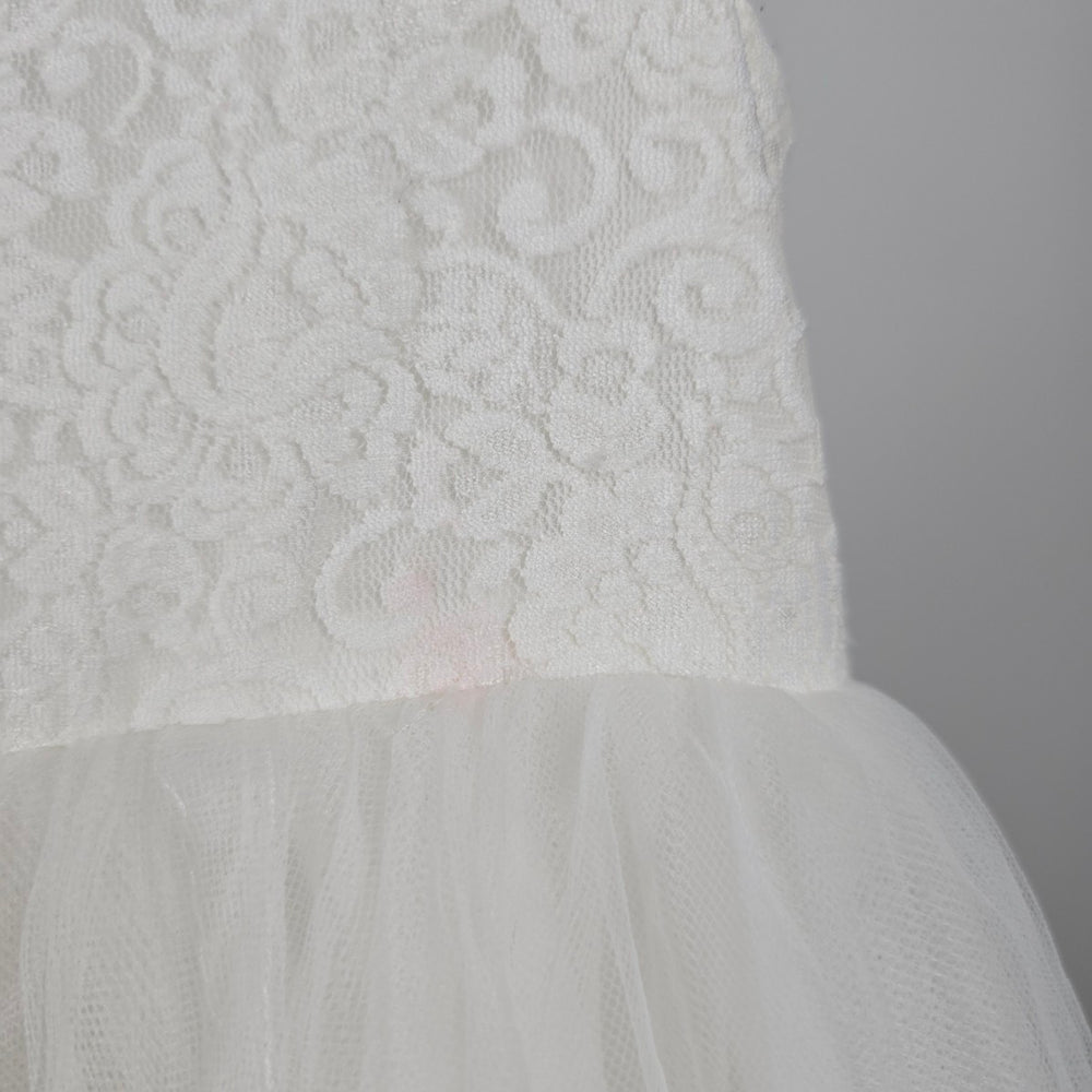 David's Bridal Girls Ivory Lace Tulle Flower Girl Dress - Size 4