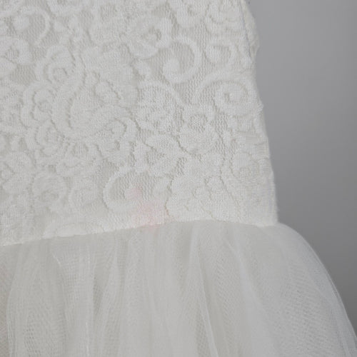 David's Bridal Girls Ivory Lace Tulle Flower Girl Dress - Size 4