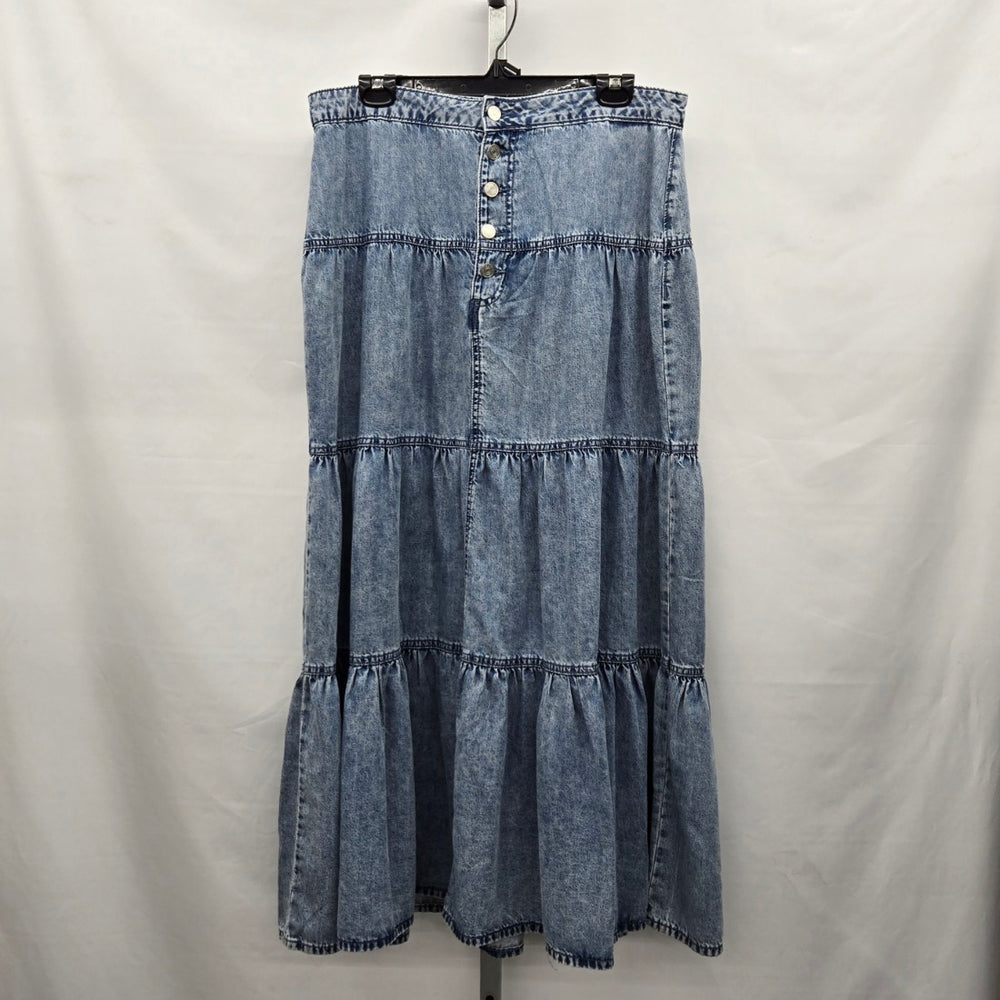 Maurices M Jeans High Rise Tiered Denim Maxi Skirt -  Size 12