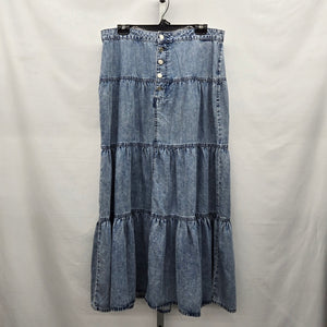 Maurices M Jeans High Rise Tiered Denim Maxi Skirt -  Size 12