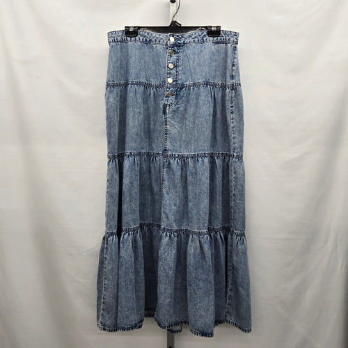 Maurices M Jeans High Rise Tiered Denim Maxi Skirt -  Size 12