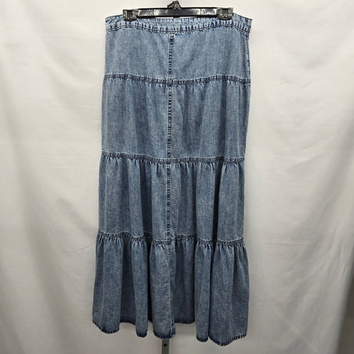 Maurices M Jeans High Rise Tiered Denim Maxi Skirt -  Size 12