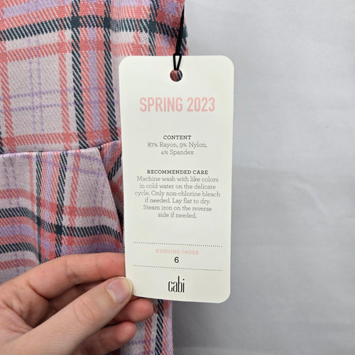 Cabi Playtime Playdate Crop Plaid Wide Leg Pants Pink - Size Medium