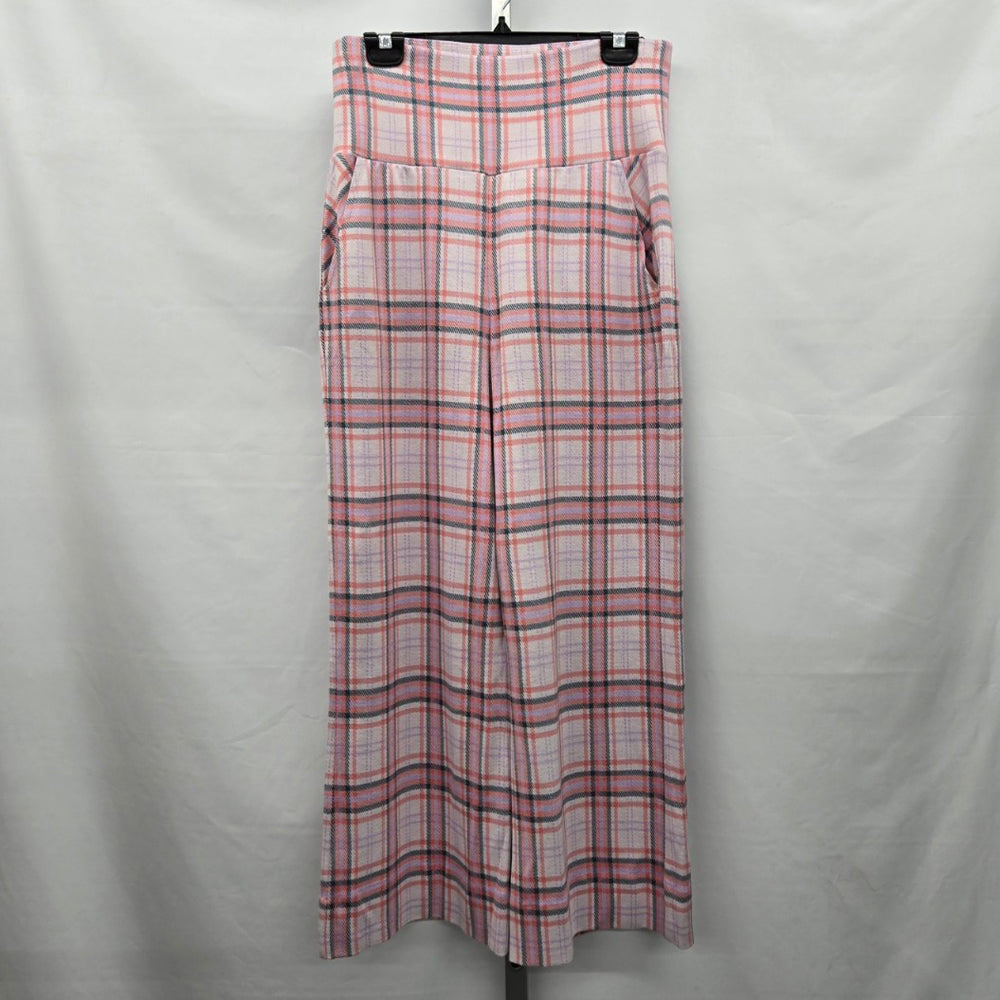 Cabi Playtime Playdate Crop Plaid Wide Leg Pants Pink - Size Medium