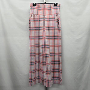 Cabi Playtime Playdate Crop Plaid Wide Leg Pants Pink - Size Medium