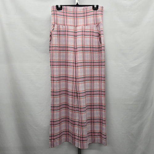 Cabi Playtime Playdate Crop Plaid Wide Leg Pants Pink - Size Medium