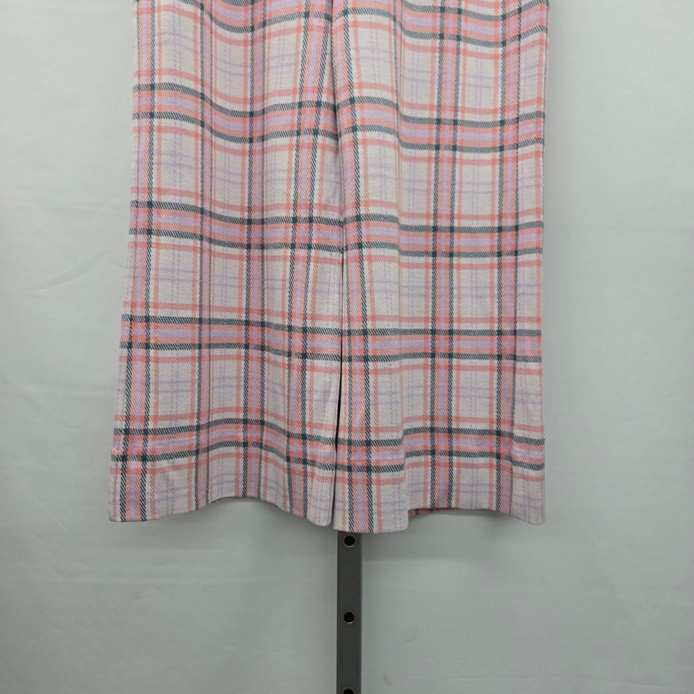 Cabi Playtime Playdate Crop Plaid Wide Leg Pants Pink - Size Medium