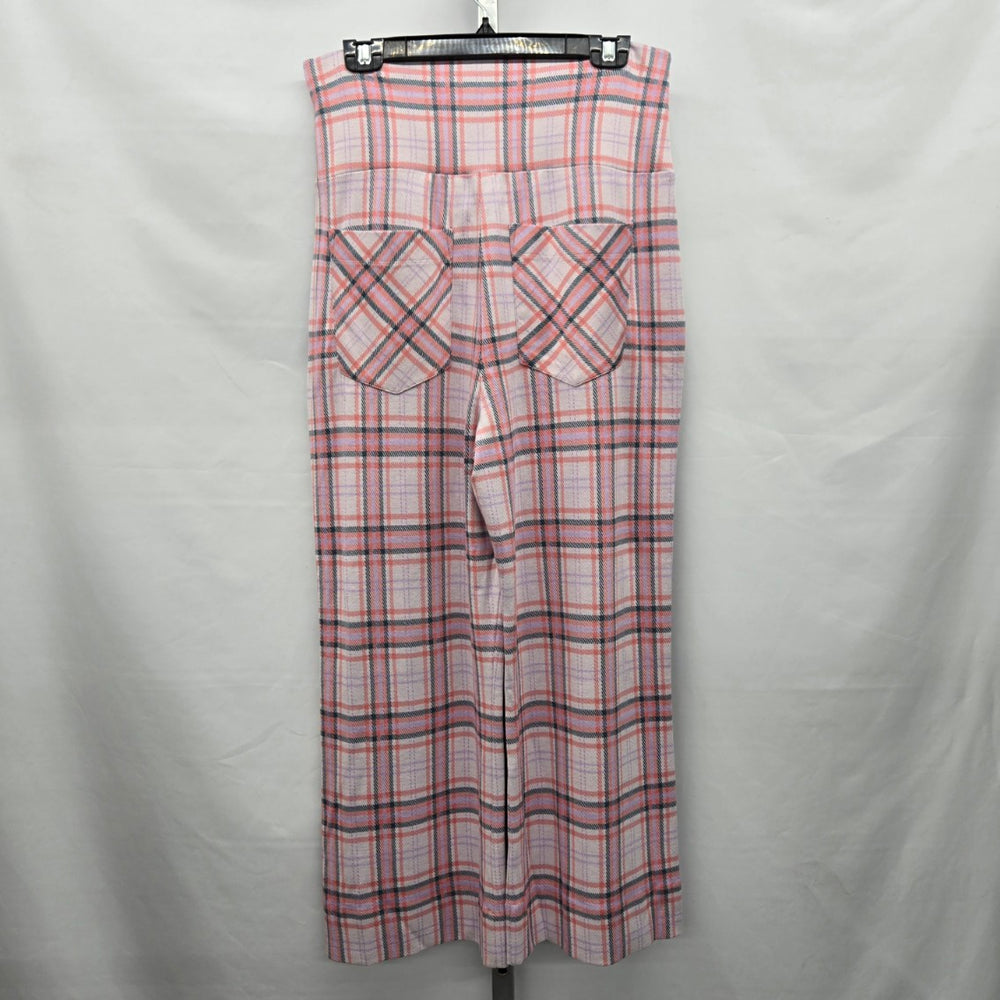 Cabi Playtime Playdate Crop Plaid Wide Leg Pants Pink - Size Medium