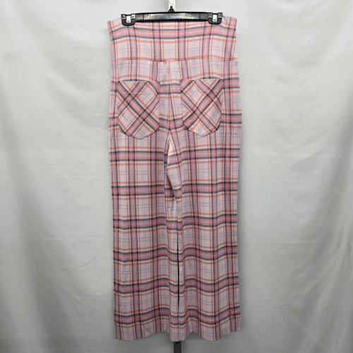 Cabi Playtime Playdate Crop Plaid Wide Leg Pants Pink - Size Medium