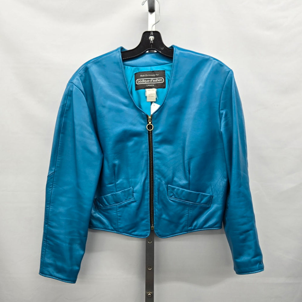 Vintage Boutique of Leathers Canada Leather Cropped Jacket Turquoise - Size M