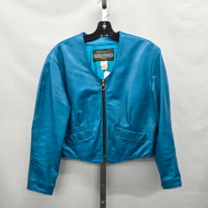 Vintage Boutique of Leathers Canada Leather Cropped Jacket Turquoise - Size M