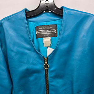 Vintage Boutique of Leathers Canada Leather Cropped Jacket Turquoise - Size M