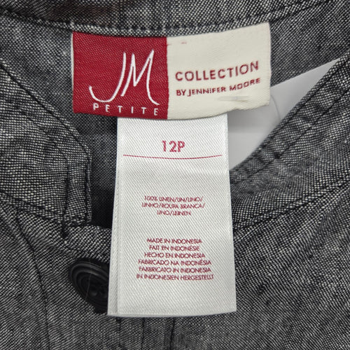 JM Petite by Jennifer Moore 100% Linen Button Jacket Gray - Size 12P