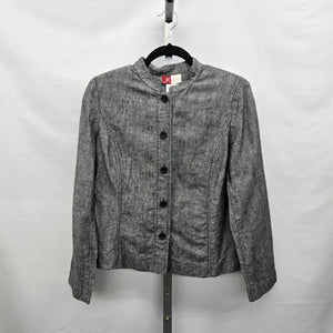 JM Petite by Jennifer Moore 100% Linen Button Jacket Gray - Size 12P