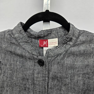 JM Petite by Jennifer Moore 100% Linen Button Jacket Gray - Size 12P