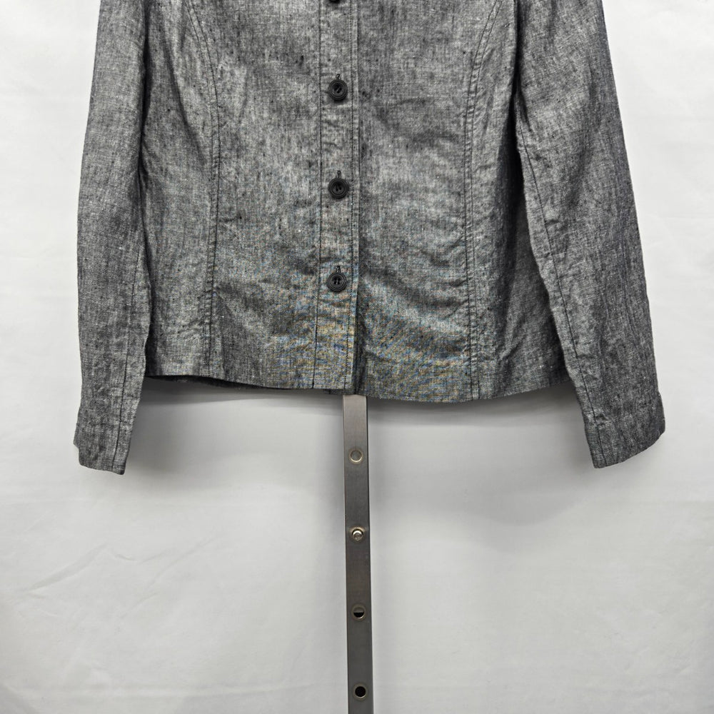 JM Petite by Jennifer Moore 100% Linen Button Jacket Gray - Size 12P