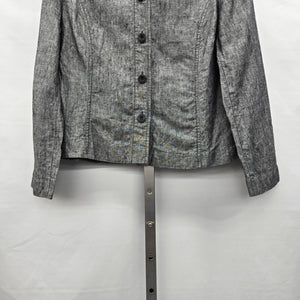 JM Petite by Jennifer Moore 100% Linen Button Jacket Gray - Size 12P