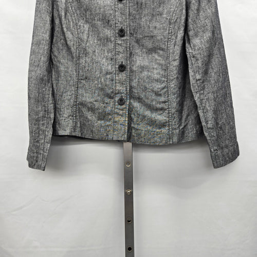 JM Petite by Jennifer Moore 100% Linen Button Jacket Gray - Size 12P