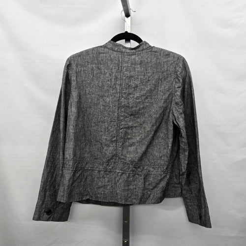 JM Petite by Jennifer Moore 100% Linen Button Jacket Gray - Size 12P