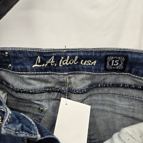 LA Idol Women’s Embellished Rhinestone Bootcut Jeans - Size 15