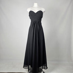For Her and For Him Women's Black Strapless Sweetheart Chiffon Formal Gown -Size M-L