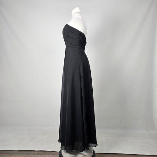 For Her and For Him Women's Black Strapless Sweetheart Chiffon Formal Gown -Size M-L
