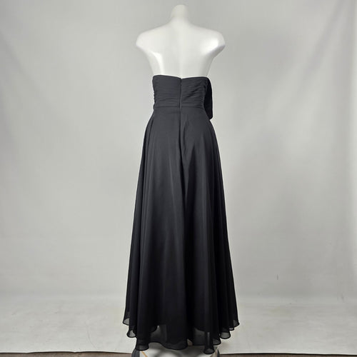 For Her and For Him Women's Black Strapless Sweetheart Chiffon Formal Gown -Size M-L