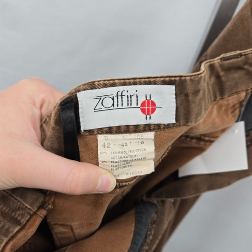 Zaffiri Brown Stretch Denim Ruffle Maxi Skirt - Size 12
