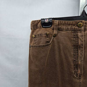 Zaffiri Brown Stretch Denim Ruffle Maxi Skirt - Size 12