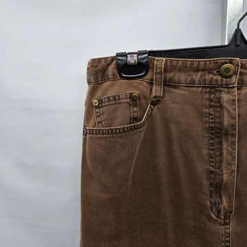 Zaffiri Brown Stretch Denim Ruffle Maxi Skirt - Size 12