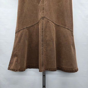 Zaffiri Brown Stretch Denim Ruffle Maxi Skirt - Size 12