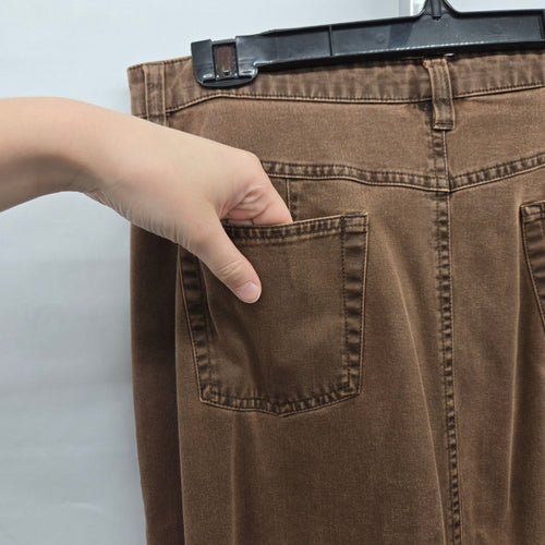 Zaffiri Brown Stretch Denim Ruffle Maxi Skirt - Size 12