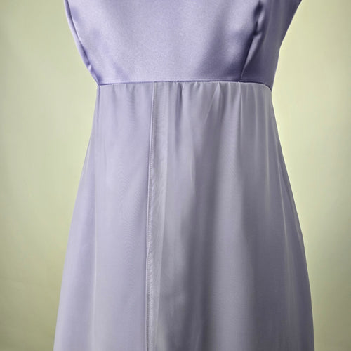Lavender Purple Satin Chiffon Formal Gown with Matching Bolero Jacket - Size XS-S