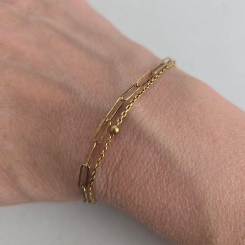 Vintage Italian 925 Sterling Silver Gold-Tone Double Chain Bracelet