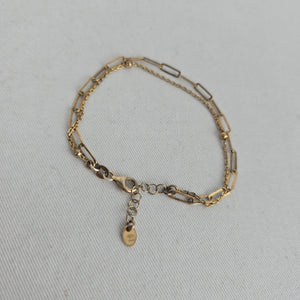 Vintage Italian 925 Sterling Silver Gold-Tone Double Chain Bracelet