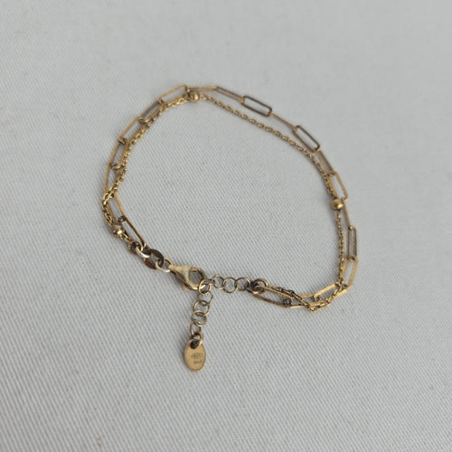 Vintage Italian 925 Sterling Silver Gold-Tone Double Chain Bracelet