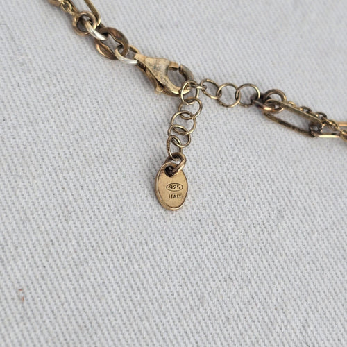 Vintage Italian 925 Sterling Silver Gold-Tone Double Chain Bracelet