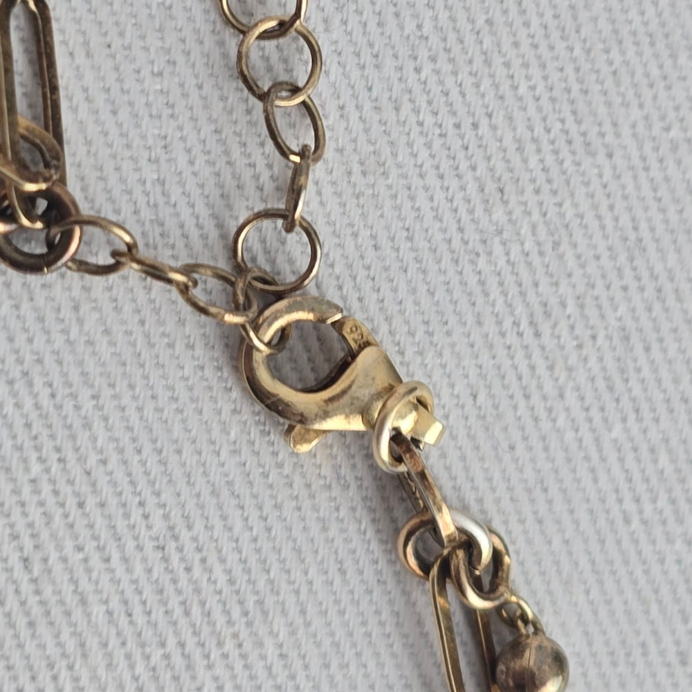 Vintage Italian 925 Sterling Silver Gold-Tone Double Chain Bracelet
