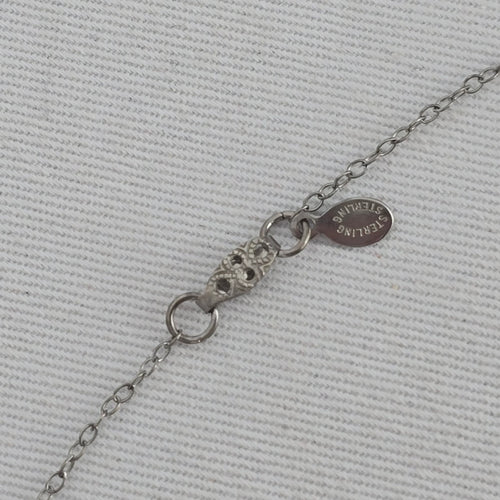 Vintage Sterling Silver Heart Pendant Necklace with Clear Faceted Stone