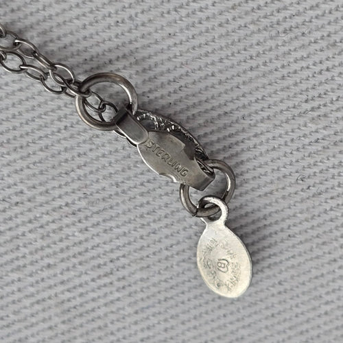 Vintage Sterling Silver Heart Pendant Necklace with Clear Faceted Stone