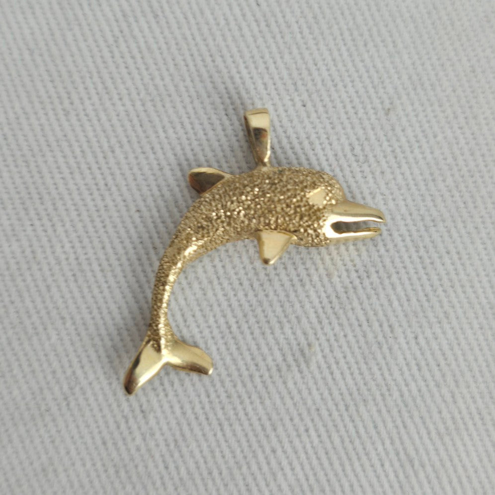 Vintage 14K Yellow Gold Dolphin Pendant 1.59g