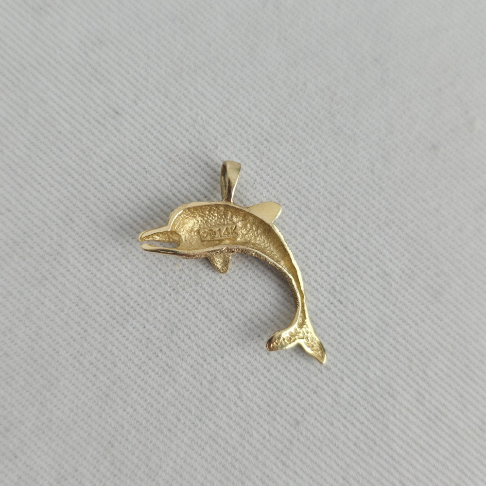 Vintage 14K Yellow Gold Dolphin Pendant 1.59g