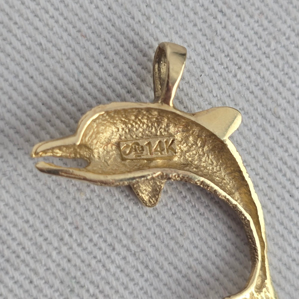 Vintage 14K Yellow Gold Dolphin Pendant 1.59g