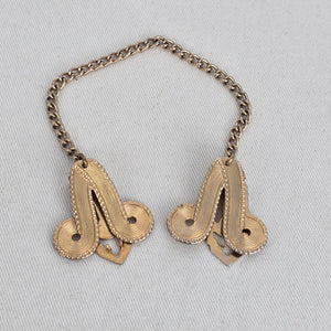 Vintage Gold-Tone Scroll Sweater Guard Cardigan Dress Clip with Chain