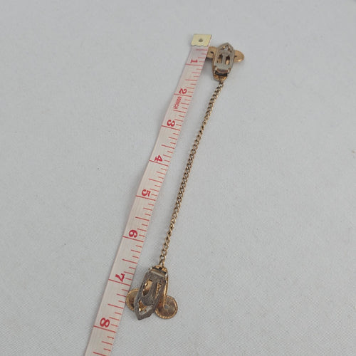 Vintage Gold-Tone Scroll Sweater Guard Cardigan Dress Clip with Chain