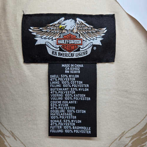 Harley-Davidson Women’s Beige Embroidered Puffer Vest - Size L/XL