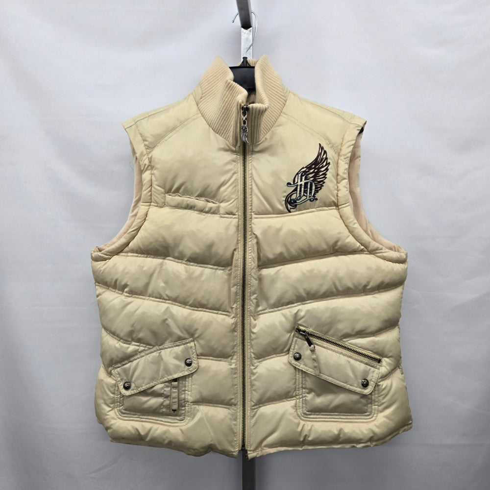 Harley-Davidson Women’s Beige Embroidered Puffer Vest - Size L/XL